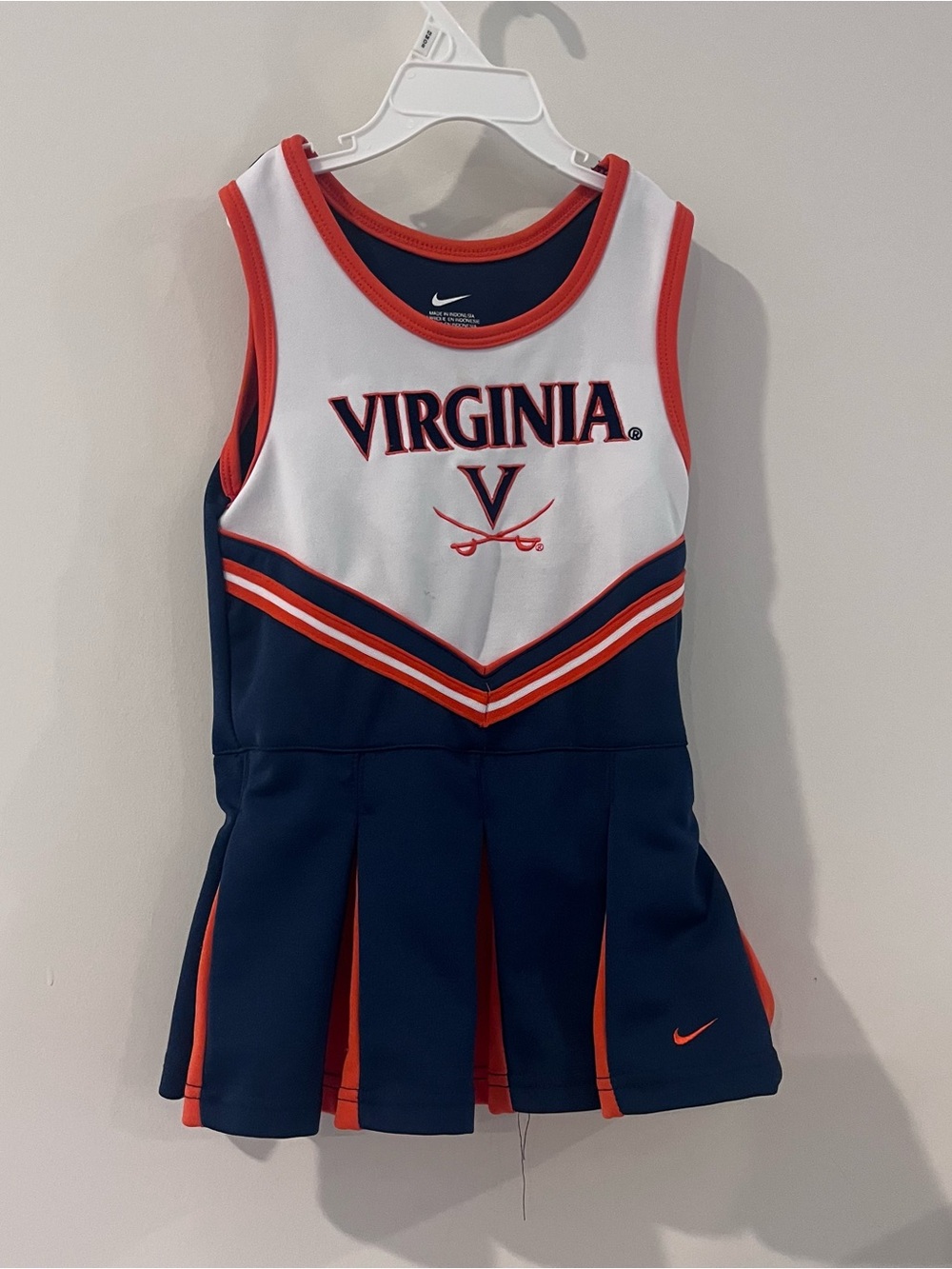 Nike University Of Virginia Girls Cheer Dress 4T Cavaliers Navy Orange Pleats